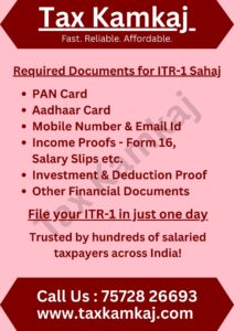 Documents Required for ITR-1 Filing (Checklist)