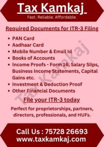 Documents Required for ITR-3 Filing (Checklist)