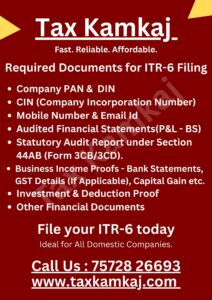 Documents Required for ITR-6 Filing (Checklist)