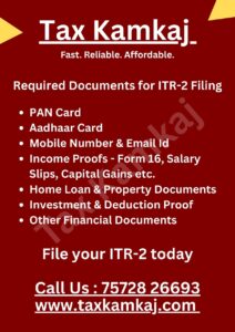 List of Documents Needed for ITR-2 Return Filing in Ahmedabad